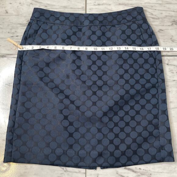 Banana Republic Navy Blue Polka Dot Pencil Skirt Size 4 Lined Career Workwear - Picture 9 of 11